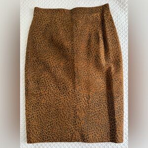 Vintage Verducci Suede Leopard Print Fully-Lined Pencil Skirt Size 12